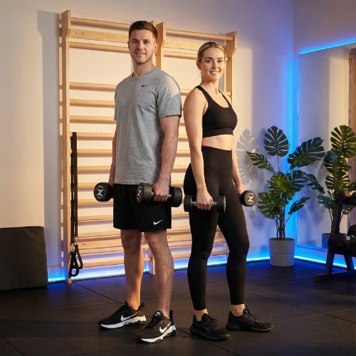 Gumírozott öntöttvas kézisúlyzó XTREXO Pro 8 kg black