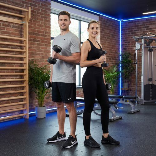 Gumírozott öntöttvas kézisúlyzó XTREXO Pro 10 kg black