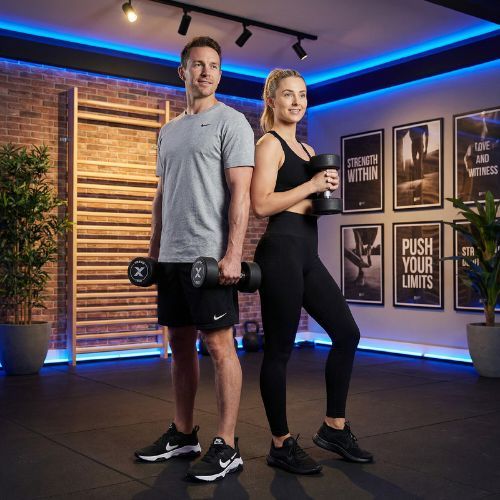 Gumírozott öntöttvas kézisúlyzó XTREXO Pro 16 kg black