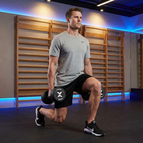 Gumírozott öntöttvas kézisúlyzó XTREXO Pro 20 kg black