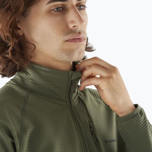 Férfi túrapulóver Salomon Essential Lightwarm Full Zip szőlőlevél