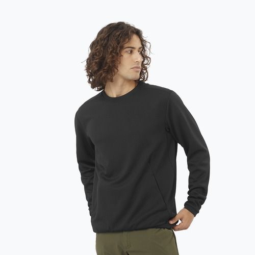 Férfi Salomon Motomesh Crewneck túrapulóver mélyfekete színben