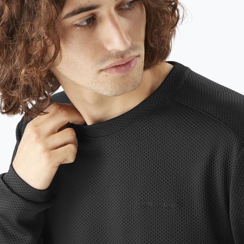 Férfi Salomon Motomesh Crewneck túrapulóver mélyfekete színben