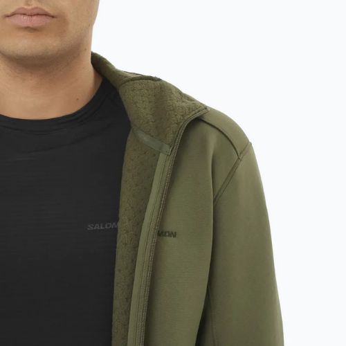 Férfi Salomon Outline Warm Fleece Full Zip teljes cipzáras szőlőlevél pulóver