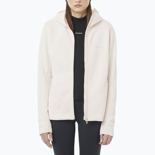 Női Salomon Outline Warm Fleece kapucnis pulóver suttogó fehér