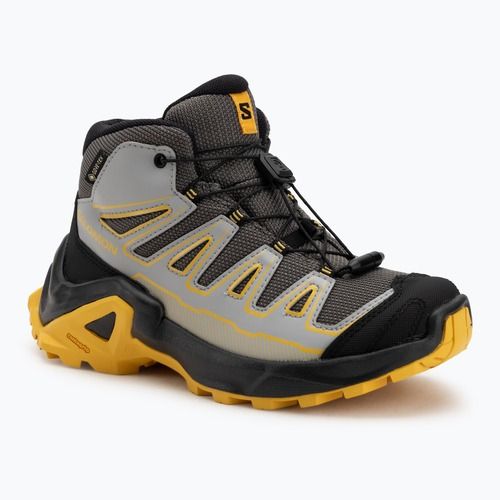 Gyermek túracipő Salomon X Ultra Mid GTX castlerock/fekete/fűszeres/mustár