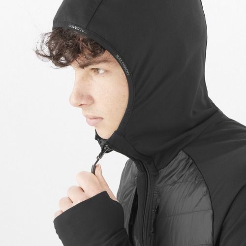 Férfi Salomon Elixir Hybrid Hoodie szigetelt mélyfekete kabát