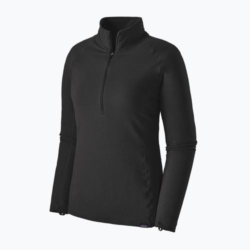 Női Patagonia Cap Thermal Weight Weight Zip Neck pulóver fekete