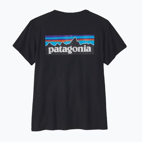 Női Patagonia P-6 Logo felelősségteljes póló fekete