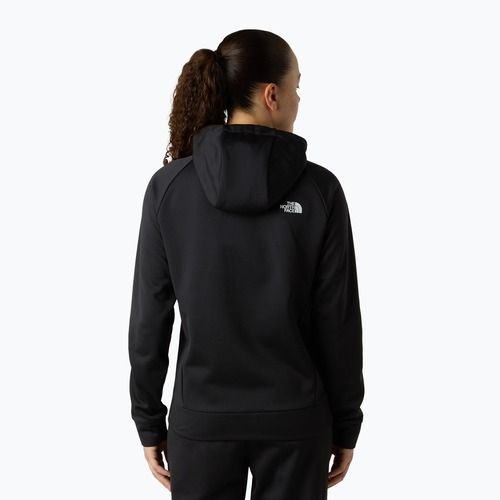 Női pulóver The North Face Reaxion 2.0 kapucnis, teljes cipzáras fekete melírozott