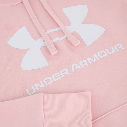 Női Under Armour Rival Fleece Big Logo kapucnis pulóver prime pink/white