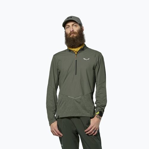 Férfi hosszú ujjú póló Salewa Pedroc Dry Wind Half Zip Tee faded green