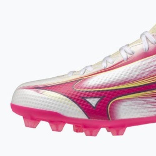 Gyerek focicipő Mizuno Alfa III Select Jr FG white/fuchsia purple