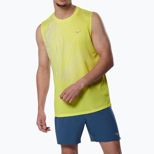 Férfi ujjatlan futópóló Mizuno Core Graphic lightning yellow