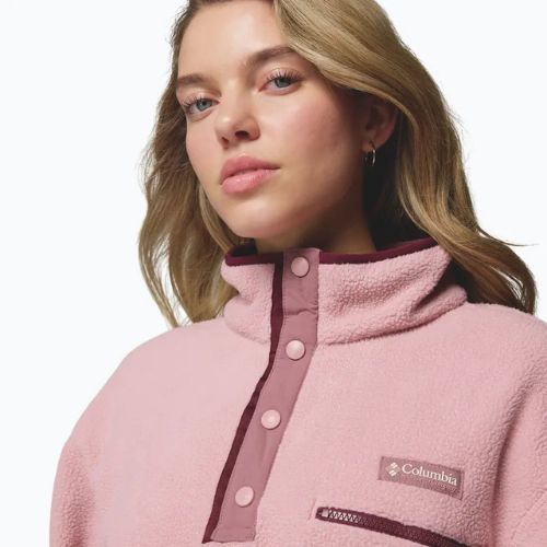 Női polár pulóver Columbia Helvetia II Cropped Half Snap Fleece eraser pink/fig/rich wine