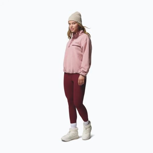 Női polár pulóver Columbia Helvetia II Cropped Half Snap Fleece eraser pink/fig/rich wine