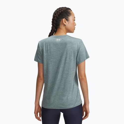 Női edzőpóló Under Armour Tech V-Twist jasper blue/white