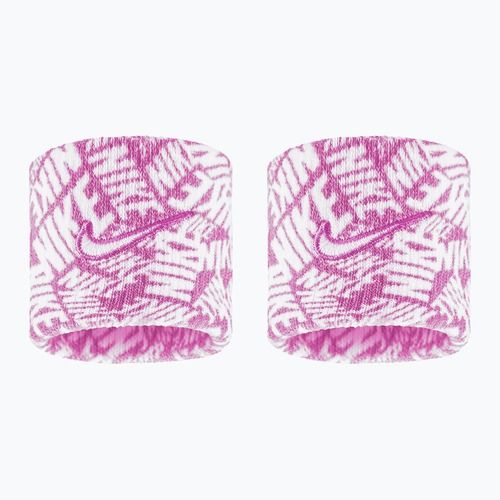 Frottír csuklópántok Nike Dri-Fit Swoosh Classic Printed Wristbands 2 db playful pink/white/white