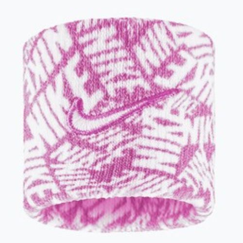 Frottír csuklópántok Nike Dri-Fit Swoosh Classic Printed Wristbands 2 db playful pink/white/white