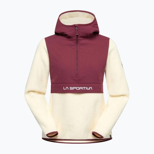 Női kapucnis pulóver La Sportiva Guidance Sherpa Hoody Chalk/Redwood