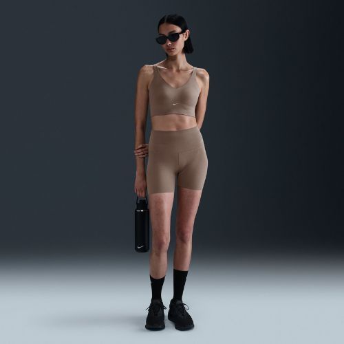 Sportmelltartó Nike Alate Medium Support Longline mink brown/white