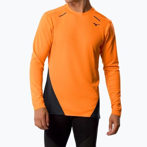 Férfi hosszú ujjú futópóló Mizuno Tech Thermal Charge tangelo