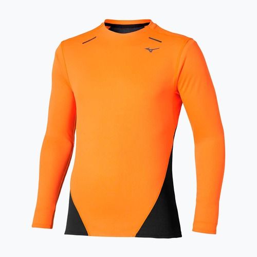 Férfi hosszú ujjú futópóló Mizuno Tech Thermal Charge tangelo