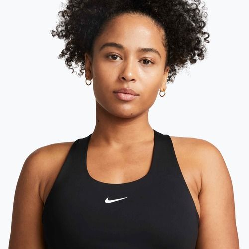 Női sportmelltartó Nike Swoosh Medium Support Bra black/black/white