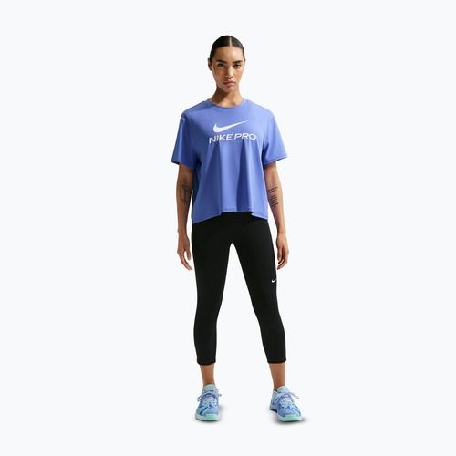 Női edzőpóló Nike Pro Dri-Fit Loose sapphire/white