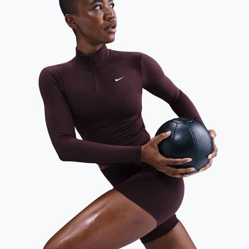 Női hosszú ujjú Nike One Fitted Dri-Fit 1/4 Zip Mid Layer burgundy crush/white