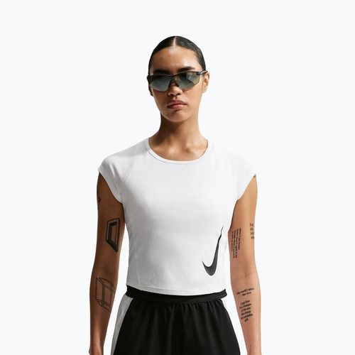 Női futópóló Nike Swoosh Run Dri-Fit white/photon dust/black