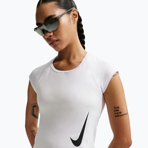 Női futópóló Nike Swoosh Run Dri-Fit white/photon dust/black