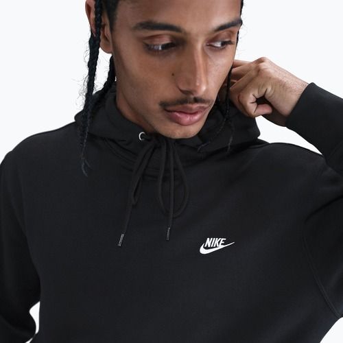 Férfi kapucnis pulóver Nike Club Pullover Hoodie black/black/white