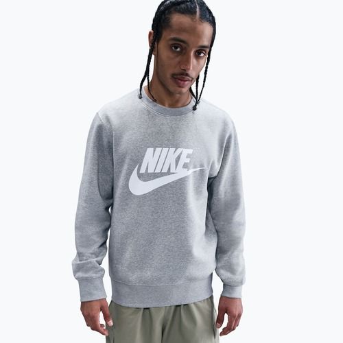 Férfi pulóver Nike Sportswear Club Graphic Fleece Crew dark grey heather/white