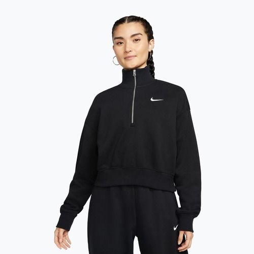 Női pulóver Nike Sportswear Phoenix Fleece 1/2 Zip Cropped black/sail