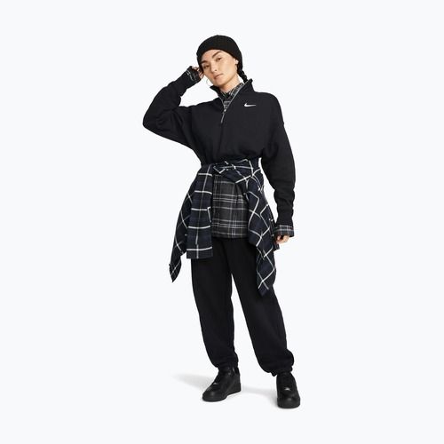 Női pulóver Nike Sportswear Phoenix Fleece 1/2 Zip Cropped black/sail