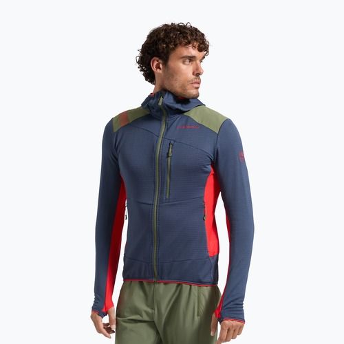 Férfi polár kapucnis pulóver La Sportiva Aequilibrium Thermal Hoody night sky/mountain red