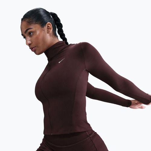 Női edzőfelső Nike One Fitted Dri-Fit Full-Zip burgundy crush/white