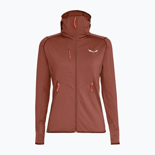 Női trekking pulóver Salewa Agner Hybrid PL/DST FZ Hoody etruscan red melange