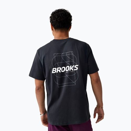 Férfi futópóló Brooks Graphic black/white/slate grey