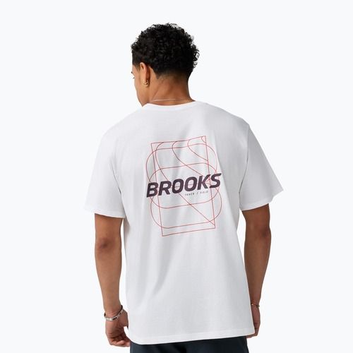 Férfi futópóló Brooks Graphic white/burgundy blaze/cosmic
