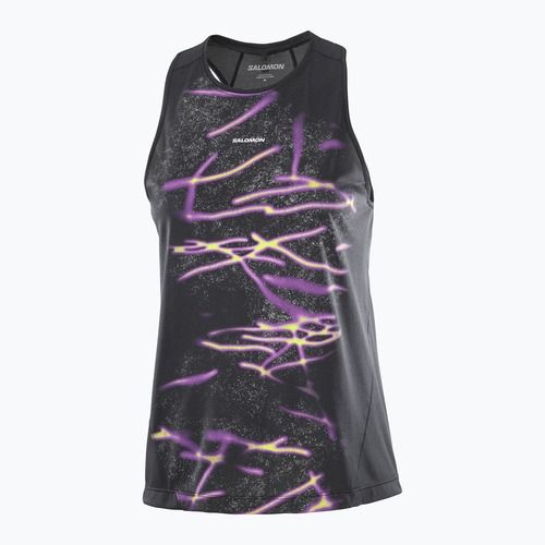 Női futópóló Salomon Shakeout Core Tank GFX deep black