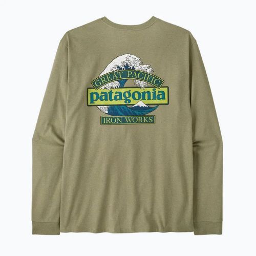 Férfi túrahosszúujjú Patagonia Great Waves Responsibili Tee gumtree green