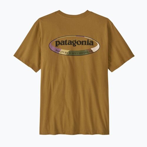 Férfi póló Patagonia '95 Oval Logo bobcat brown/sunshine