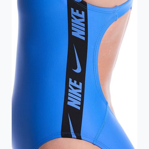 Női egyrészes fürdőruha Nike Logo Tape Fastback blue crystal