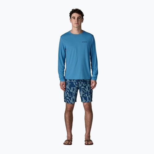 Férfi hosszú ujjú póló Patagonia Capilene Cool Daily - Boardshort Logo shore blue/light shore blue x-dye
