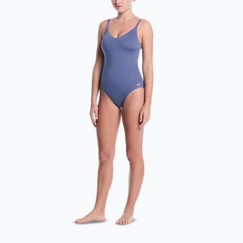 Női egyrészes fürdőruha Nike Essential V-Neck slate