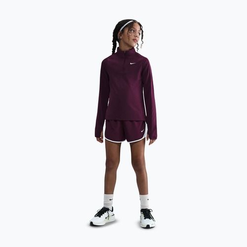 Gyerek edző hosszú ujjú póló Nike Dri-Fit 1/4 Zip bordeaux/white