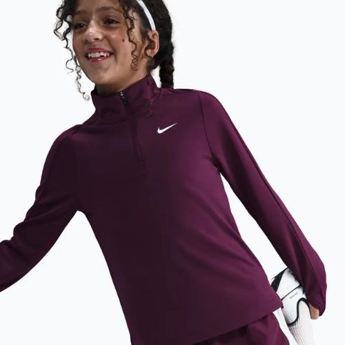 Gyerek edző hosszú ujjú póló Nike Dri-Fit 1/4 Zip bordeaux/white