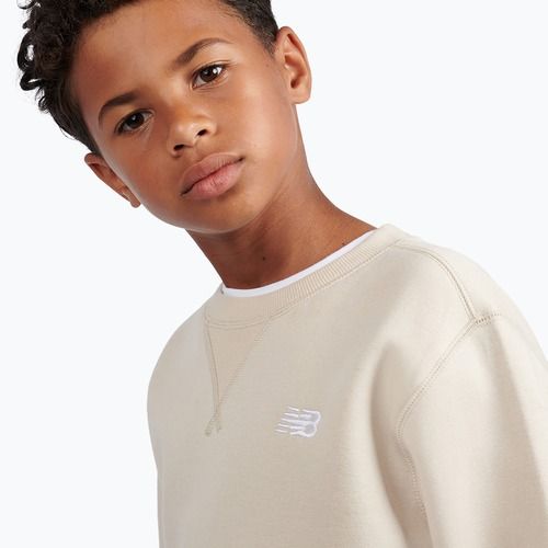 Gyerek pulóver New Balance Brush Back Small Logo Crew timberwolf